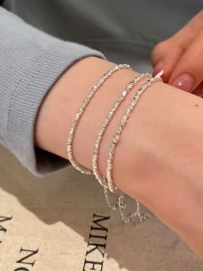 Elegant Silver Dust Bracelet for Women Luxury Minimalist Couple Bracelets Stackable Fashion Jewelry Alloy Embedded Artificial Gemstones
