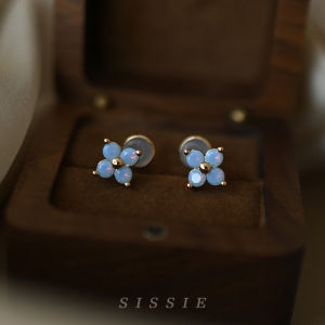 Moonstone Blue Cute Little Flowers Ear Studs Silicone Ear Clip Female without Piercing New Arrival Classy Minimalist Eardrops Earrings