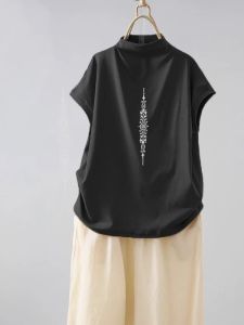 Slimming Effect Pure Cotton Summer New Style Overhead Top Loose Casual Short Sleeve Artistic Loose Fit T-Shirt for Women