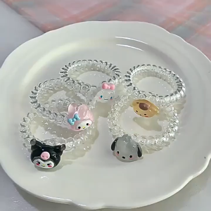 5pcs Vòng tóc đàn hồi cao Bền bỉ Gân tóc Dây tóc Dây đầu Phụ kiện tóc Dây thun hoạt hình