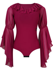 DANBAOLUO | Modern Dance Practice & Performance Outfit Flared Long Sleeves Jumpsuit