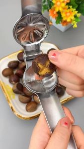 Stainless Steel Quick Chestnut Opener Quick Clip Walnut Pliers Cutter Opener Nut Cracker Sheller Kitchen Tools 2 in1 Nut Cracker