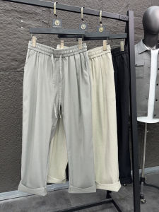 Quần Dài Nam Vải Lanh Mùa Hè Thoải Mái Cạp Chun Quần Dài Ống Đứng Rộng Rãi Thoáng Khí Quần Dài Thường Ngày