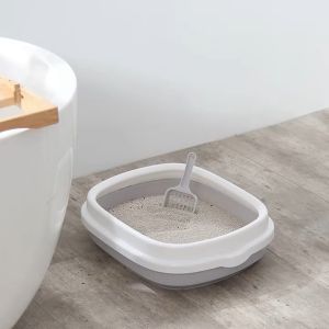 Hộp vệ sinh cho mèo có muỗng，Hộp vệ sinh cho mèo con，Hộp vệ sinh chống rò rỉ khử mùi nhà vệ sinh cho mèo