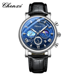 CHENXI 972 Top Brand Quartz Mens Luxury Watch Moon Phase Waterproof Luminous Calendar Chronograph Star Mens Watch Reloj Hombre