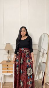 Rok batik klok panjang wanita terbaru Motif Kecubung