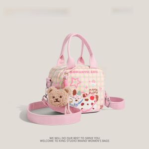 Cute Original Dog Party Canvas Tote Bag Womens Crossbody Bag Small Niche Design Handbag Fashionable Youth Summer Bag