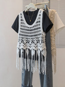 AIYITI | Fashion Fringed Hollow Out Plus Size Sleeveless Outerwear