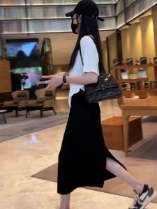Black Side Slit High Waist Pencil Skirt Summer New