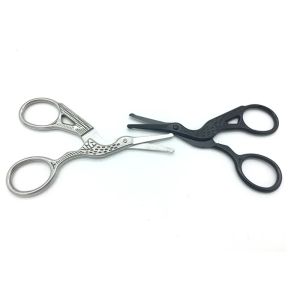 1/2pcs Silvery And Black Safety Round-Tip Stainless Steel Nose Hair Scissors Stork-Shaped Beauty Scissors C622