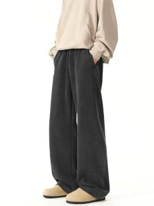 กางเกงวอร์มทรงหลวมสไตล์อเมริกันสำหรับผู้ชาย กางเกงขายาวทรงสปอร์ตแบบลำลอง ทรงหลวม ทรงสเวตเตอร์ ทรงมีดโค้ง สไตล์ย้อนยุค ฤดูใบไม้ร่วง/ฤดูหนาว