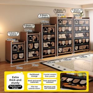 MEISD | Dust-Resistant Multi-functional Steel Shelving Unit with Wood Finish Storage Cabinet