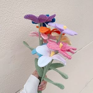 (1PC) CROCHET SULAM BLOSSOM Flower Bunga Sulam Wool Hand Knitted Finished Bouquet Mother Day Valentine Teacher