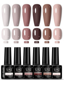 Bộ Sơn Móng Tay Gel 6 Màu Mùa Thu VOKY Thiết Kế Làm Móng UV Tháo Rời Quà Tặng Dành Cho Nữ Chăm Sóc Móng Chất Liệu ACRYLATES/CARBAMATE COPOLYMER