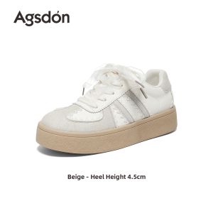 Agsdon | Thick Sole White Elevating Casual Shoes
