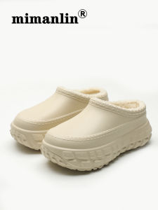 Dép Đi Trong Nhà Đế Dày Bằng Cotton Mùa Đông Mới Chống Trượt Lót Lông Cừu Cách Nhiệt Chống Thấm Nước Tăng Chiều Cao Dép Đi Trong Nhà Cho Nam Và Nữ