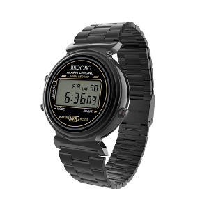 JINRONG | Slim LED Digital Watch With Stainless Steel Band Date & Alarm Features Sporty Style