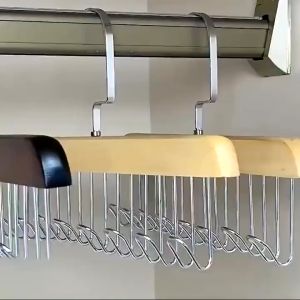 (Manila Stock)8 Hooks Non-Slip Solid Wood Hanger Space Saving Woman Bra And Belt Tie Hanger