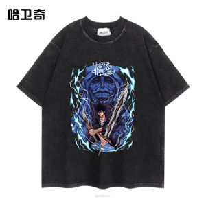Washed Vintage T-Shirt Loose Short Sleeve Cotton Casual Style Breathable Summer Top for Youth Pop Culture Printed Tee