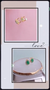 Bông tai xanh cẩm thach giọt nước viền đính đá cz zircon xung quanh sáng lấp lánh