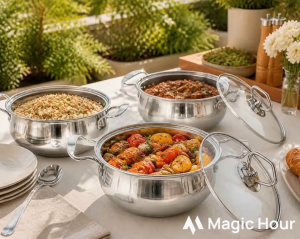 6pc Stainless Steel Cookware set with Lid 16/18/20cm