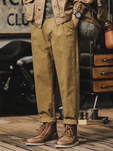 Casual Versatile Retro Fleece Khaki Mens Trousers