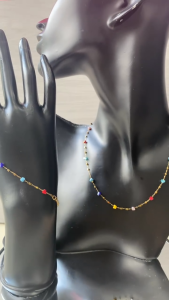 DÂY CHUYỀN VÒNG TAY ĐÍNH ĐÁ TỰ NHIÊN NHIỀU MÀU SẮC CHẤT LIỆU THÉP TITAN KHÔNG RỈ SIÊU BỀN DÀNH CHO NỮ