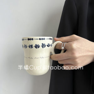 Large Capacity Ceramic Mugs Orange Half Cup Vintage Coffee Cups Couples Office Water Cups Ins Style China Made 350ml