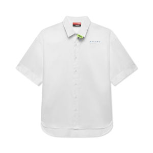 G-Home Mens Casual White Short Sleeve Shirt Summer Loose Fit Turn-down Collar Fashion Urban Style Breathable Printed Cotton