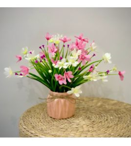 Chậu hoa thuỷ tiên giả cắm sẵn chất lụa đẹp - Cây giả hoa lụa Decor trang trí nhà cửa