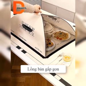 LỒNG BÀN GẤP GỌN ĐẬY THỨC ĂN GIỮ NHIỆT CHỐNG BỤI rút dây gấp gọn tiện dụng