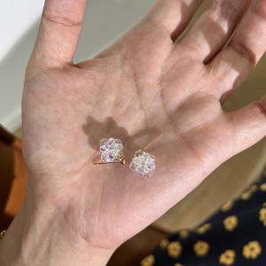 Shiny Cut Surface Crystal Ball Earrings Silver Needle Womens Style Simple Fashion Jewelry Ear Cuff Alloy Plated Silver