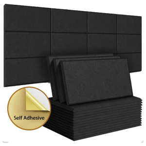 BEIYIN Premium Acoustic Panels 60x30x0.9cm (6-Pack) High-Density Polyester Fiber Chamfered Edge Design Easy Peel & Stick Installation 13 Vibrant Colors Available