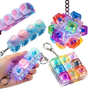 2026 HOT Multi-Style LED Light-Up Keycap Keychain Clicker Fidget Toy Stress Relief Portable Desk Accessory for Kids Adults