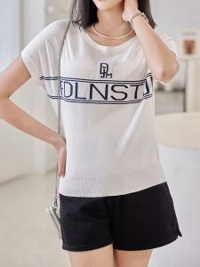 WANGGONGZHU | Princess Style Ice Silk Short Sleeve Knitted T-Shirt Women Summer Thin New White Simple Loose Top Breathable Comfortable Casual
