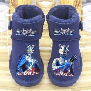 Giày Bốt Da Thật Chống Trượt Cho Trẻ Em Superhero Ultraman Clogs Mùa Đông Cho Bé Trai Và Bé Gái