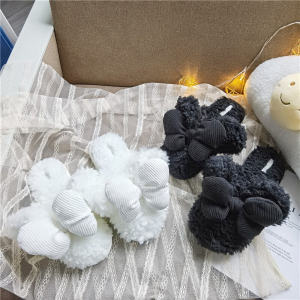 Fall and Winter Ins Style Cute Cartoon Mickey Mouse Roll Plush Thickened Warm Non-Slip Wooden Floor Home Cotton Slippers Female