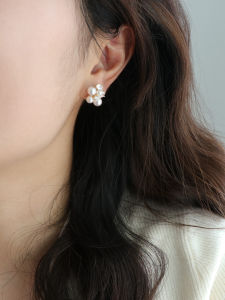 Romantic Firework Pearl Earrings Womens Versatile Luxury Personality French Style Fashion Jewelry Natural Zircon Stone Ear Jewelry