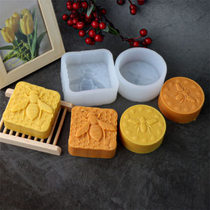 3D Bee Honeycomb Silicone Soap Mold DIY Flying Bee Honeycomb Geometric Pillar Hexagon Beehive Soap Molds for Candle Making