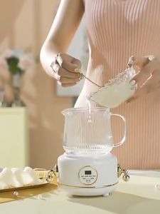 Mini Electric Kettle Multifunctional Retro Design 0.6L Pot Glass Kettle Electric Heating Food Insulation Fruit Tea Hot Beverage Insulation Wellness