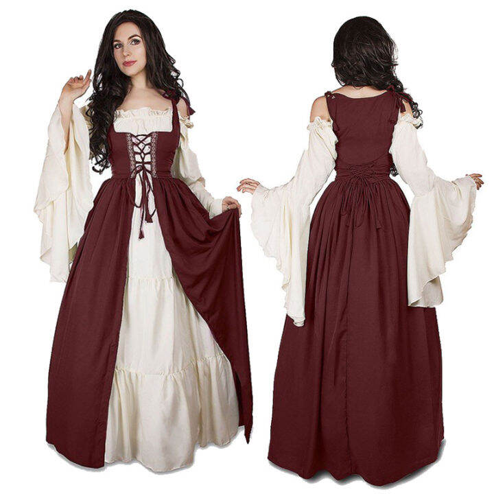 Medieval Artsy Revival Retro Royal Court Princess Queen Costume Drama 