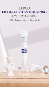 LAIKOU Hyaluronic Acid Moisturizing Eye Cream with Massage Roller for Radiance & Fine Line Reduction 20g