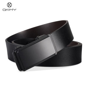 OKIMY Men’s Belt Business Leisure Belt Stylish 120CM Belt Automatic Buckle Belt Second-layer Cowhide Waistband Youth Sports Pant Belt Stylish Simple Nice Waistband Durable Belt