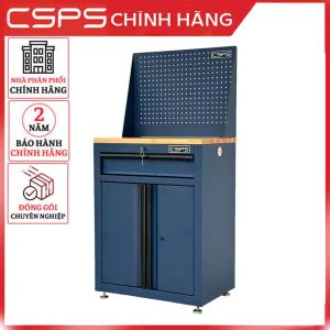 Tủ dụng cụ CSPS 61cm - 01 hộc kéo màu xanh dương kèm ván gỗ vách lưới và chân tăng chỉnh