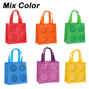 6 Chiếc Nhiều Màu Sắc Khối Xây Túi Tote Vải Không Dệt Có Thể Tái Sử Dụng Túi Quà Tặng Cho Tiệc Sinh Nhật Ngày Trẻ Em Di Chuyển Nhà