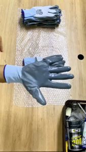 Combo 12 đôi găng tay lao động phủ cao su màu trắng xám găng tay làm vườn bao tay chống trơn trượt