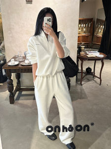 Bộ Đồ Thời Trang Nữ 2024 Thu Đông Mới Có Khóa Kéo Cổ Cao Lót Lông Cừu Áo Nỉ Trùm Đầu Quần Dài Cotton Dài Tay Thường Ngày