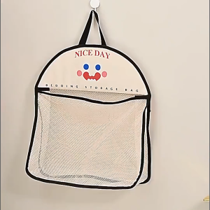 Easy Wall Hanging Mesh Bag Cartoon Print Great Load Bearing Visible Large Opening Toys Underwear Sock Storage Bag 壁挂网袋-COZII