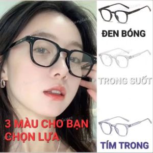 Mắt Kính Giả Cận Form Vuông 2 Chấm Ngang Đuôi Mắt Tròng Mika Không Độ Có 3 Màu Gọng Cho Bạn Lựa Chọn