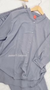 One set wanita crinkle airflow melar tebal lembut BB 60 - 80 kg LD 120 - 125 setelan jumbo busui